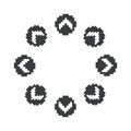 Different arrows, pixel icons isolated, collection of 8bit graphic elements.