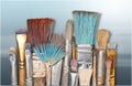 Different Artist brushes close-up view Royalty Free Stock Photo