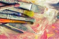 Different Artist brushes close-up view Royalty Free Stock Photo