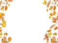 Different Autumn leaves blowing through the sky, autumn concept backgrounds, room for text, copy space, online, sale, retail, post