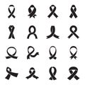 16 different awareness ribbon icons. Symbols of health care