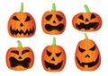 Pumpkin fruit and halloween face design on white background