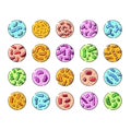 Different bacteria and microbe types flat line icons Royalty Free Stock Photo