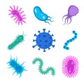 Different bacteria, pathogenic microorganisms, set. Bacteria and germs, microorganisms disease-causing, bacteria, bacteria,