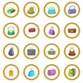 Different bagage icons circle Royalty Free Stock Photo