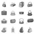 Different bagage icons set monochrome Royalty Free Stock Photo