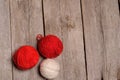 Different balls of yarn on rastic background Royalty Free Stock Photo