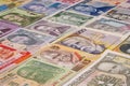 Different banknotes from various countries displayed on a table Royalty Free Stock Photo