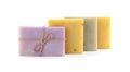 Different bars of organic handmade soap isolated