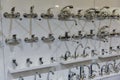 Bathroom faucets on store display Royalty Free Stock Photo