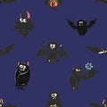 Different bats on dark blue background