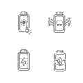 Different battery modes linear icons set