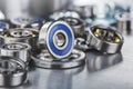 Different bearings on a metal background. Part of mechanism Royalty Free Stock Photo