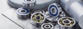 Different bearings on a metal background. Part of mechanism Royalty Free Stock Photo