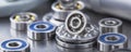 Different bearings on a metal background. Part of mechanism Royalty Free Stock Photo