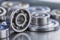 Different bearings on a metal background. Part of mechanism Royalty Free Stock Photo