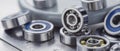 Different bearings on a metal background. Part of mechanism Royalty Free Stock Photo