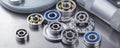 Different bearings on a metal background. Part of mechanism Royalty Free Stock Photo