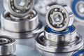 different bearings on a metal background. Part of mechanism Royalty Free Stock Photo