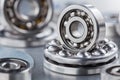 different bearings on a metal background. Part of mechanism Royalty Free Stock Photo