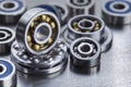 Different bearings on a metal background. Part of mechanism Royalty Free Stock Photo