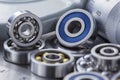 Different bearings on a metal background. Part of mechanism Royalty Free Stock Photo