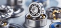 different bearings on a metal background. Part of mechanism Royalty Free Stock Photo