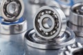 different bearings on a metal background. Part of mechanism Royalty Free Stock Photo