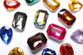 Different beautiful bright gemstones on white Royalty Free Stock Photo