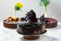 Different beautiful chocolate cakes