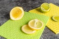 Different biological cleansers like lemon lie on a rag