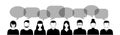 Different black and white people and speech bubbles isoated on white background horizontal vector illustration Royalty Free Stock Photo