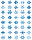 Different blue snowflakes