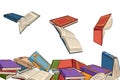 Different books falling from the top vector illustration on white background