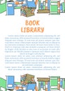 Different books and magazines vector banner in doodle and sketch style. Hand drawn poster