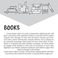 Different books and magazines vector banner in doodle and sketch style. Hand drawn poster Royalty Free Stock Photo