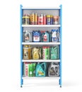 Different Bottles of car maintenance products on the rack. Oil, detergents and lubricants.
