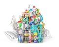 Different Bottles of car maintenance products on a white background. Oil, detergents and lubricants. Royalty Free Stock Photo