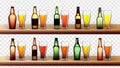Different Bottles And Glasses With Beer Set Vector Royalty Free Stock Photo