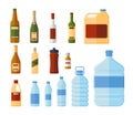 Different bottles and water containers vector illustration Royalty Free Stock Photo