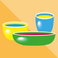 Different bowls. Kitchen utensils and equipment icon. Royalty Free Stock Photo