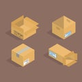Different box vector isometric icons isolated pack move service