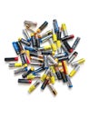 Different brands of colorful batteries on white isolate background, Energy source for portable