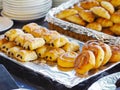 Different breads on restaurant buffet catering table Royalty Free Stock Photo