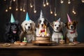 Different breed pets Party happybirthday Generative AI Royalty Free Stock Photo