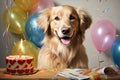 Different breed pets Party happybirthday Generative AI Royalty Free Stock Photo