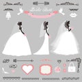 Different Bride dress.Wedding bridal shower decor set Royalty Free Stock Photo