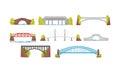 Different Bridges Collection, Urban Architecture Design Element Vector Illustration