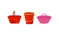 Different Buckets and Useful in Household Containers Vector Set