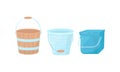 Different Buckets and Useful in Household Containers Vector Set